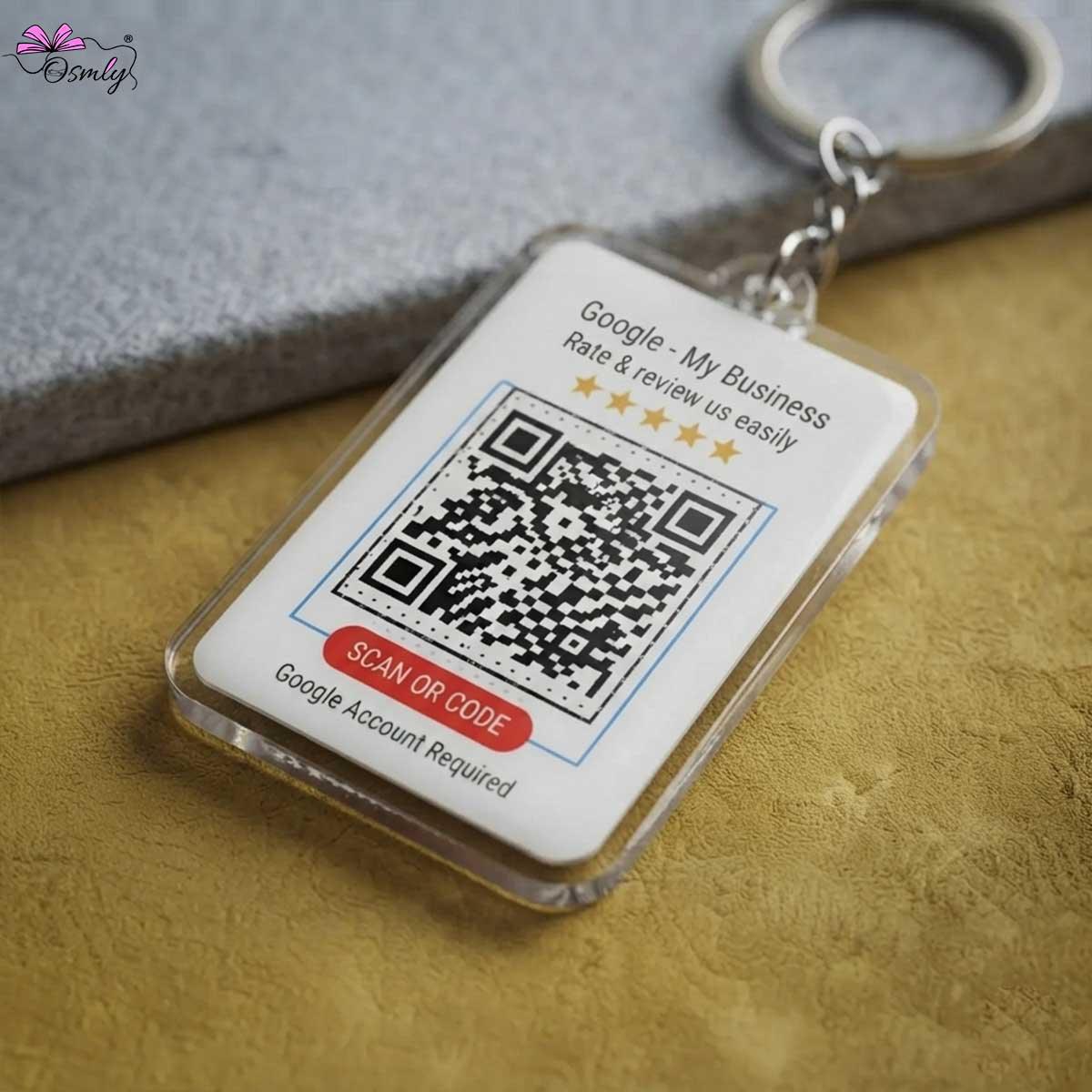 Acrylic Google QR NFC Keychain for Google My Business reviews and ratings.