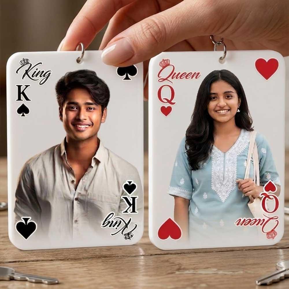 KingQueenAcrylicCoupleKeychain - OSMLY