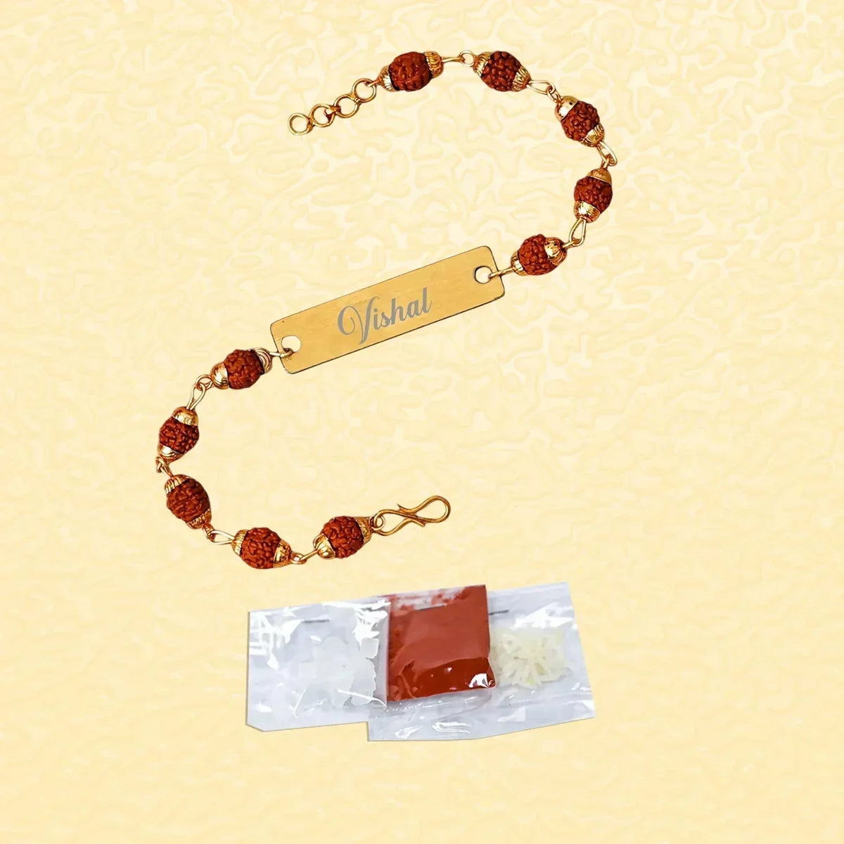 Personalized_Rudraksha_Metal_Rakhi_online_gift_idea - OSMLY