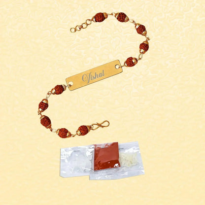 Personalized_Rudraksha_Metal_Rakhi_online_gift_idea - OSMLY